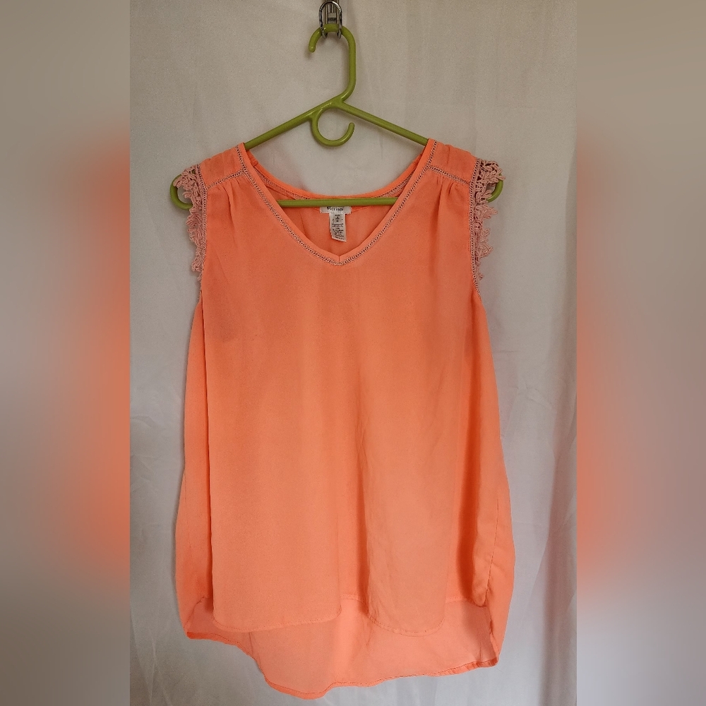 Coral Lace Accent Blouse